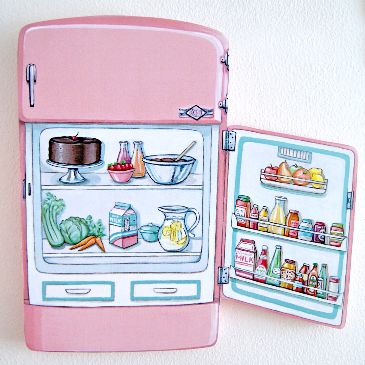 Image of Pink Vintage Stove & Fridge plaques (your choice) 