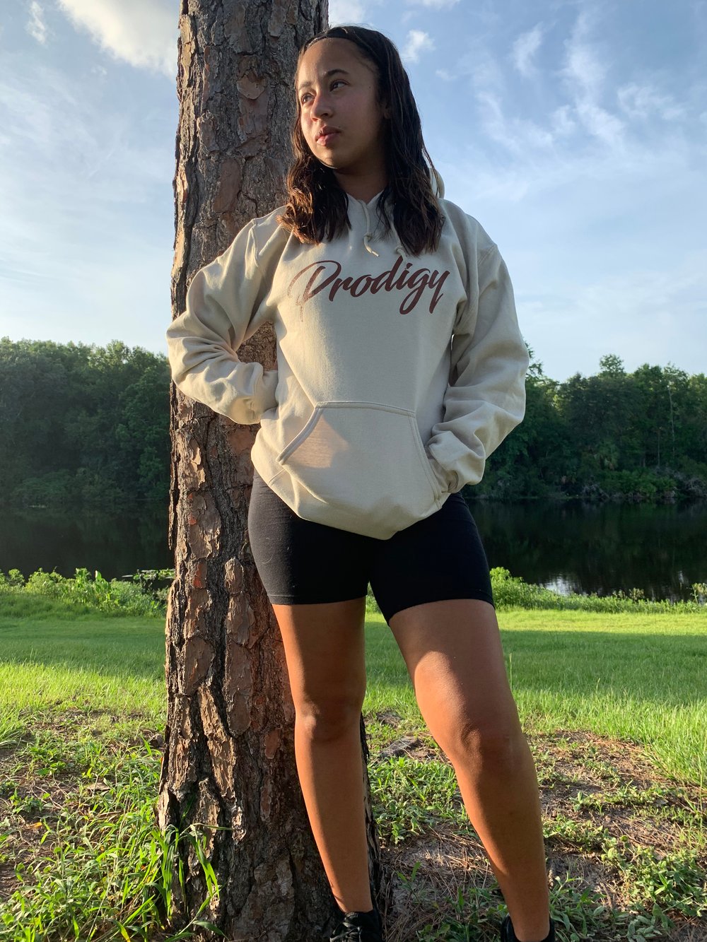 NEW BRAND PRODIGY BROWN SCRIPT HOODIE