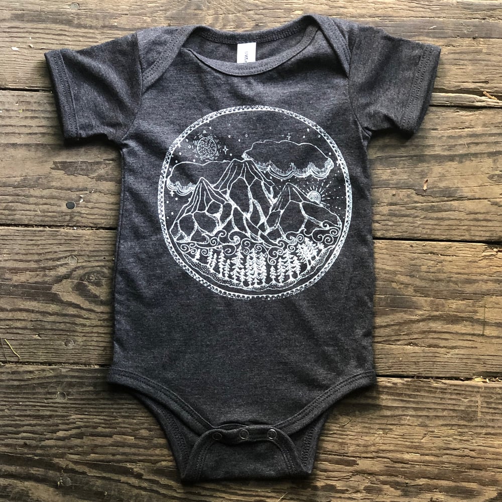 Image of Mountain Scene onesie- Little Owlet Collection 