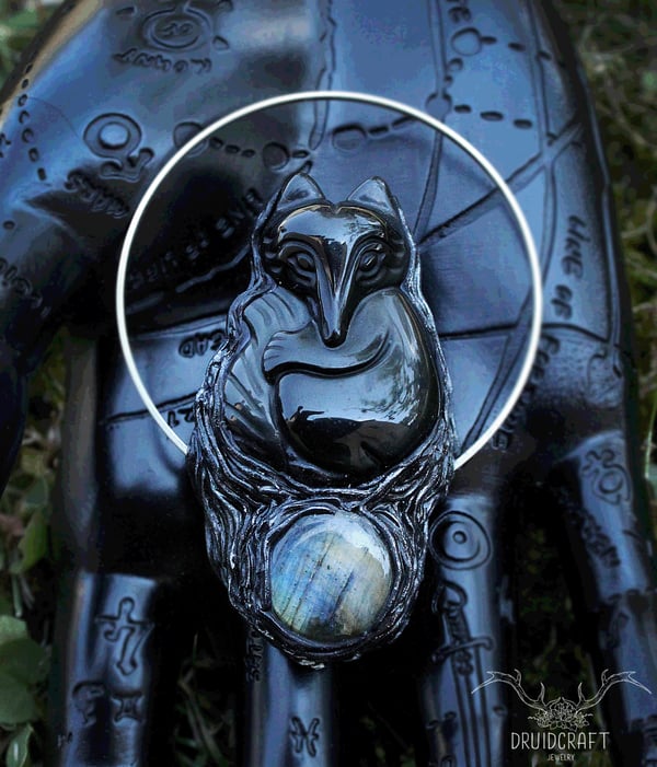 Image of Obsidian Grey Fox Necklace
