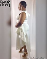 Image 3 of Ivory Symmetrical Dress w/Ruffle Sleeve