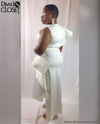 Image 4 of Ivory Symmetrical Dress w/Ruffle Sleeve