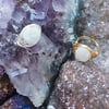 White Cosmic Ring - Aura Agate Crystal