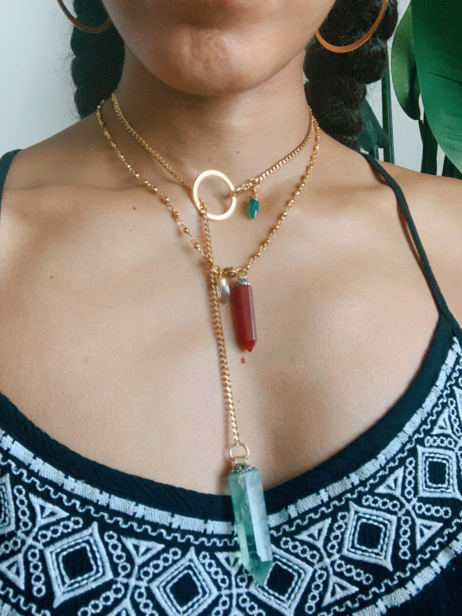Image of DROP TOP • Convertible Lariat Necklace | Green Fluorite
