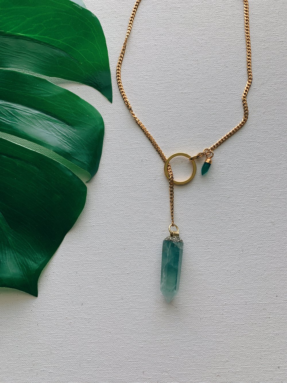 Image of DROP TOP • Convertible Lariat Necklace | Green Fluorite