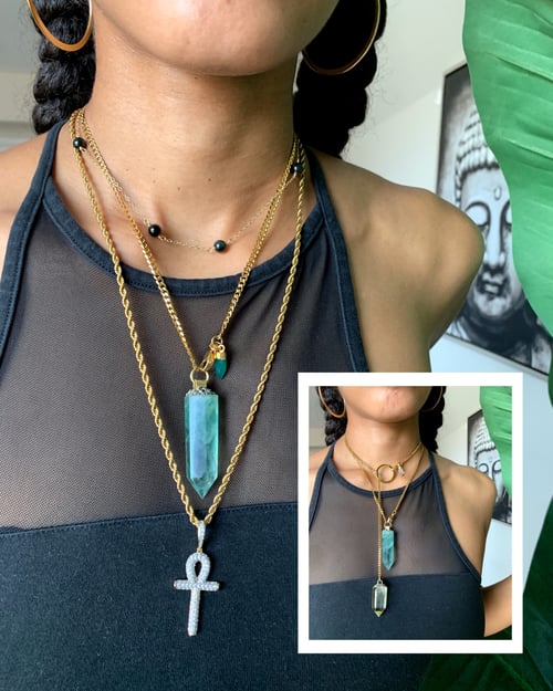 Image of DROP TOP • Convertible Lariat Necklace | Green Fluorite