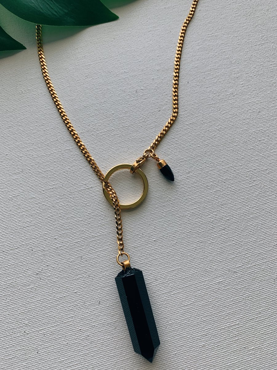 Image of DROP TOP • Convertible Lariat Necklace | Obsidian