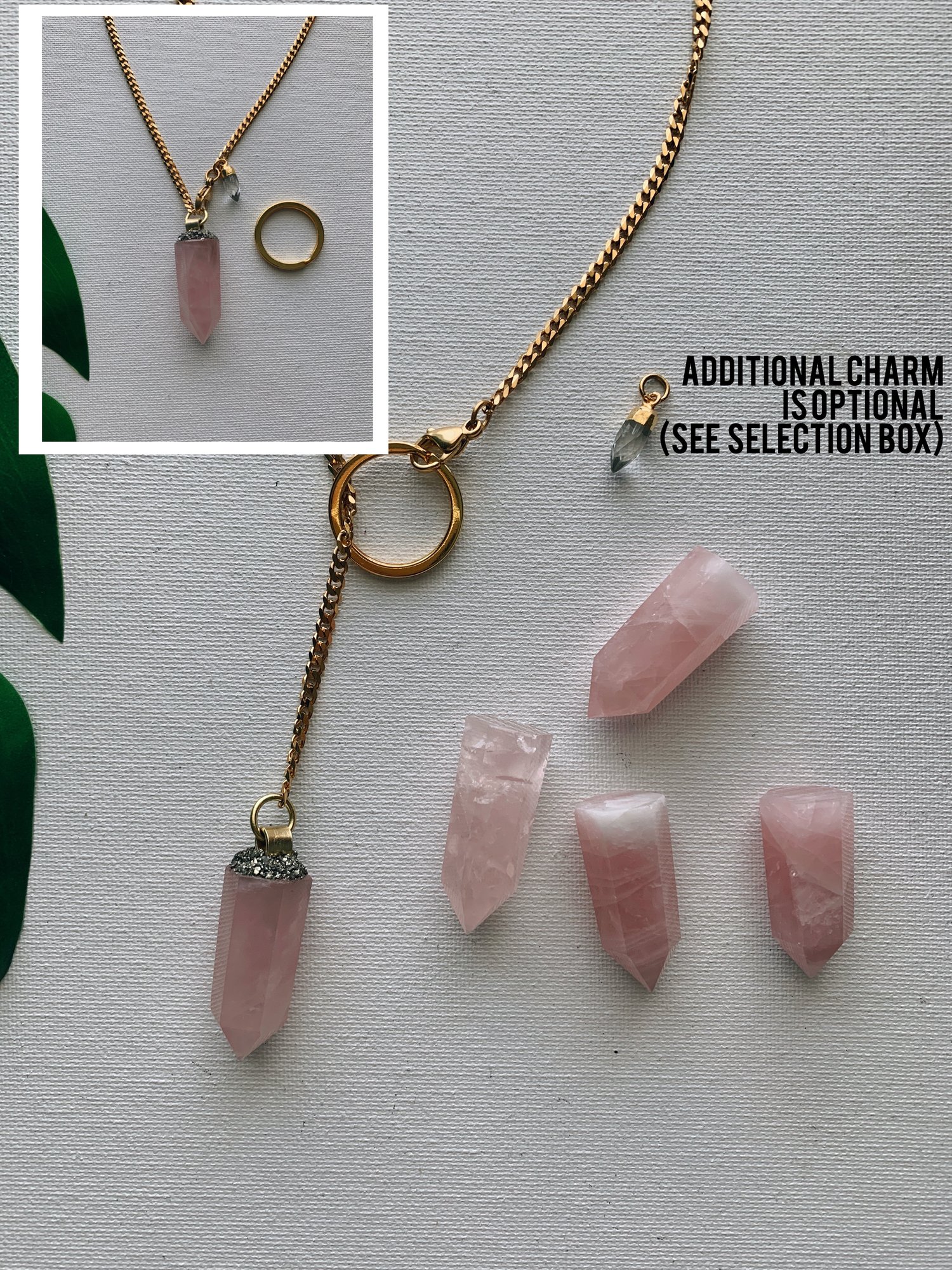 Image of DROP TOP • Convertible Lariat Necklace | Rose Quartz