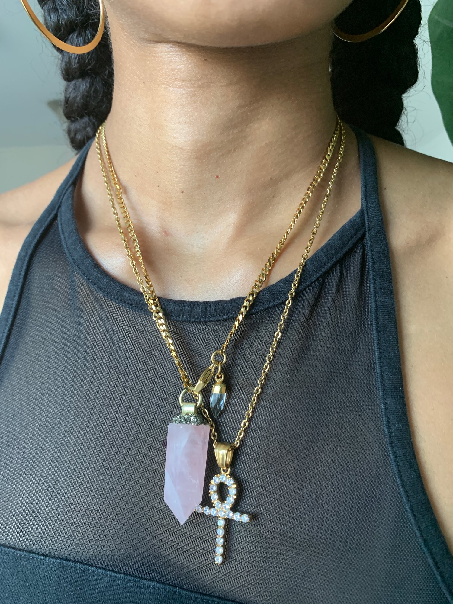 Image of DROP TOP • Convertible Lariat Necklace | Rose Quartz
