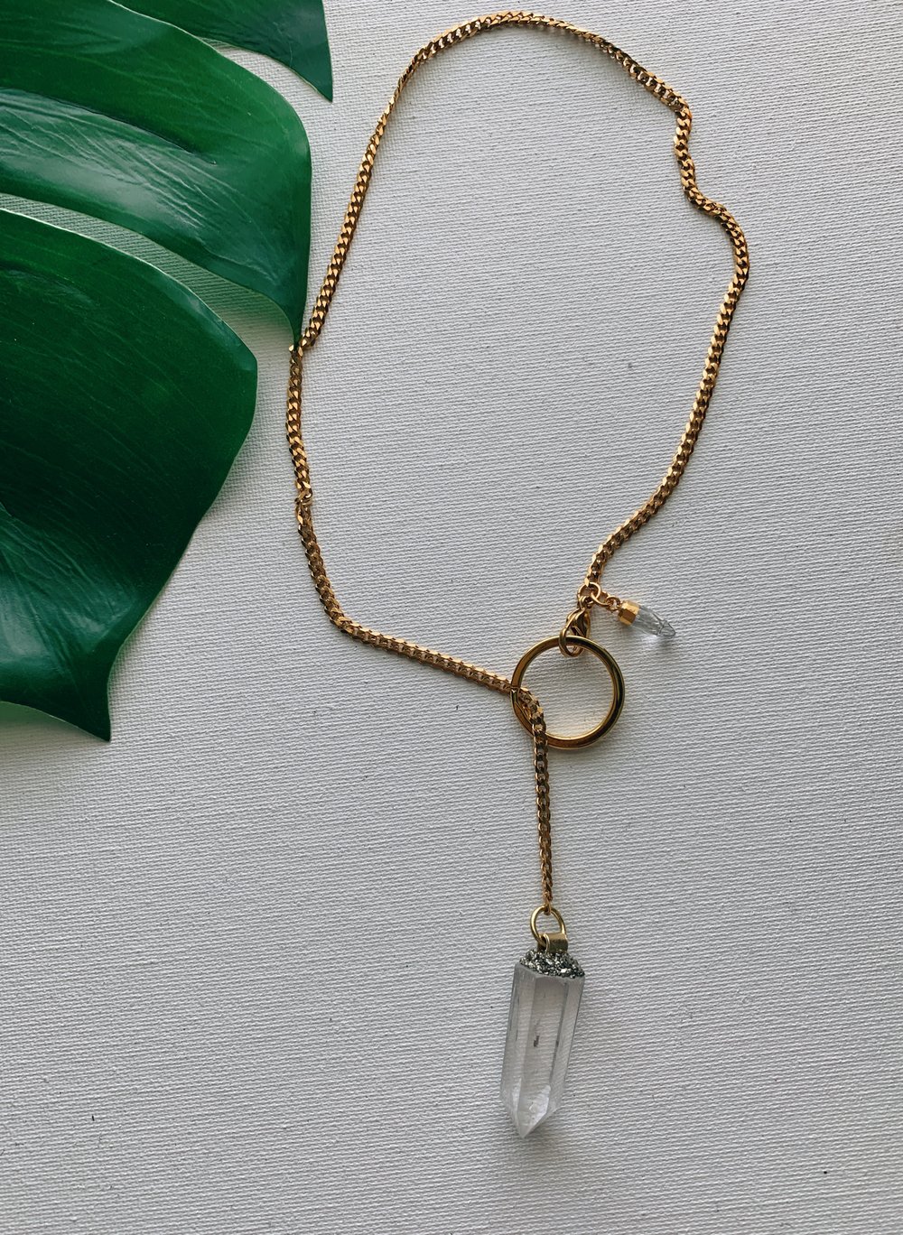Image of DROP TOP • Convertible Lariat Necklace | Clear Quartz