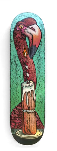 A Flamingo and a Birthday Cake Skatedeck **FREE SHIPPING**