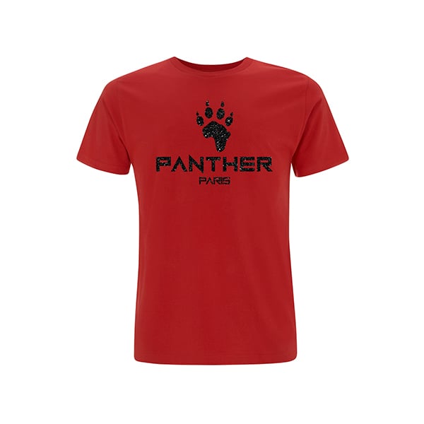 Image of T-SHIRT - PANTHER PAILLETÉ ROUGE
