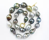 Image 2 of Tahitian Pearl Multi Baroque Necklace Bamboo Toggle