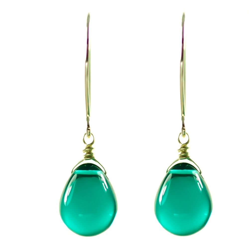 Image of Teal glass earrings