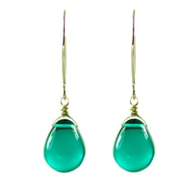 Image 1 of Teal glass earrings
