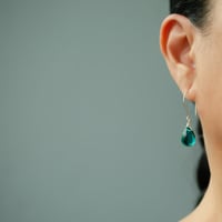 Image 2 of Teal glass earrings