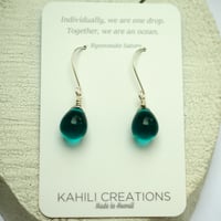 Image 5 of Teal glass earrings
