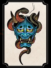 Image 1 of Snake & Hannya Colour Print A4
