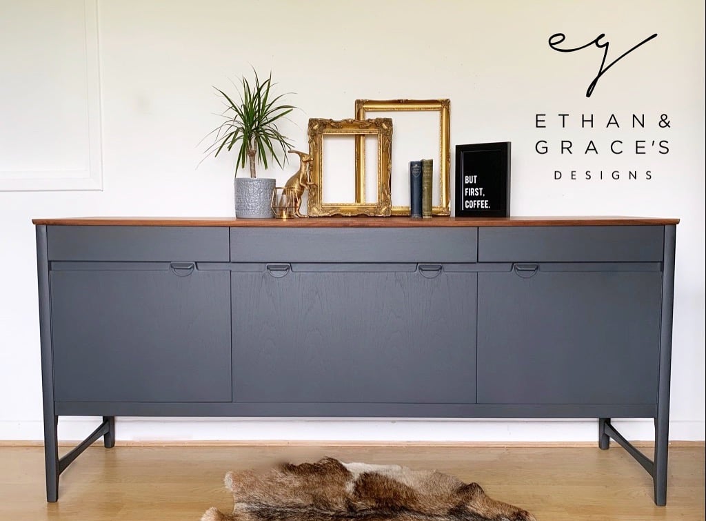 Image of Nathan Caspian teak dark grey sideboard 