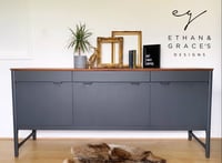 Image 1 of Nathan Caspian teak dark grey sideboard 