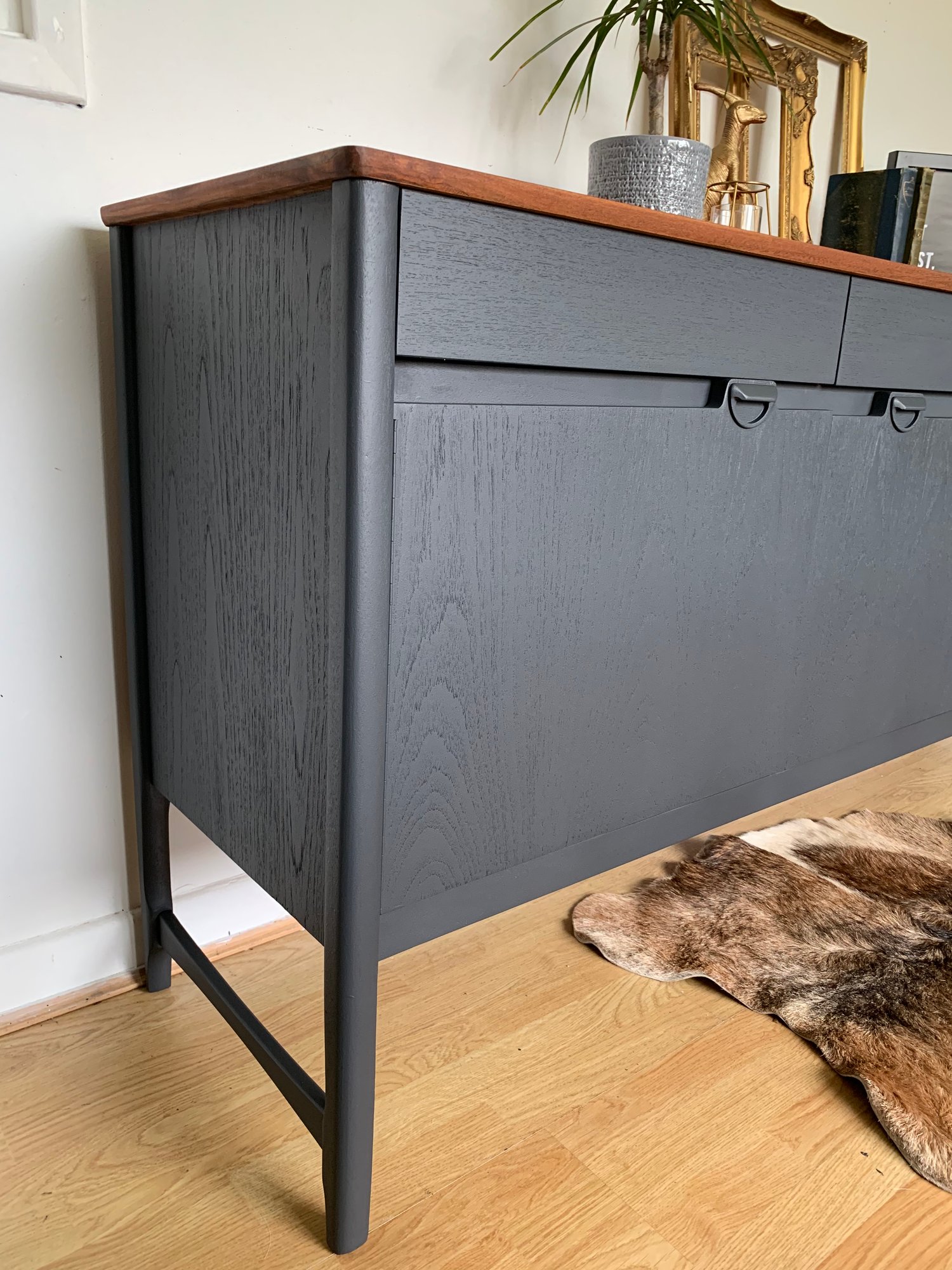 Image of Nathan Caspian teak dark grey sideboard 