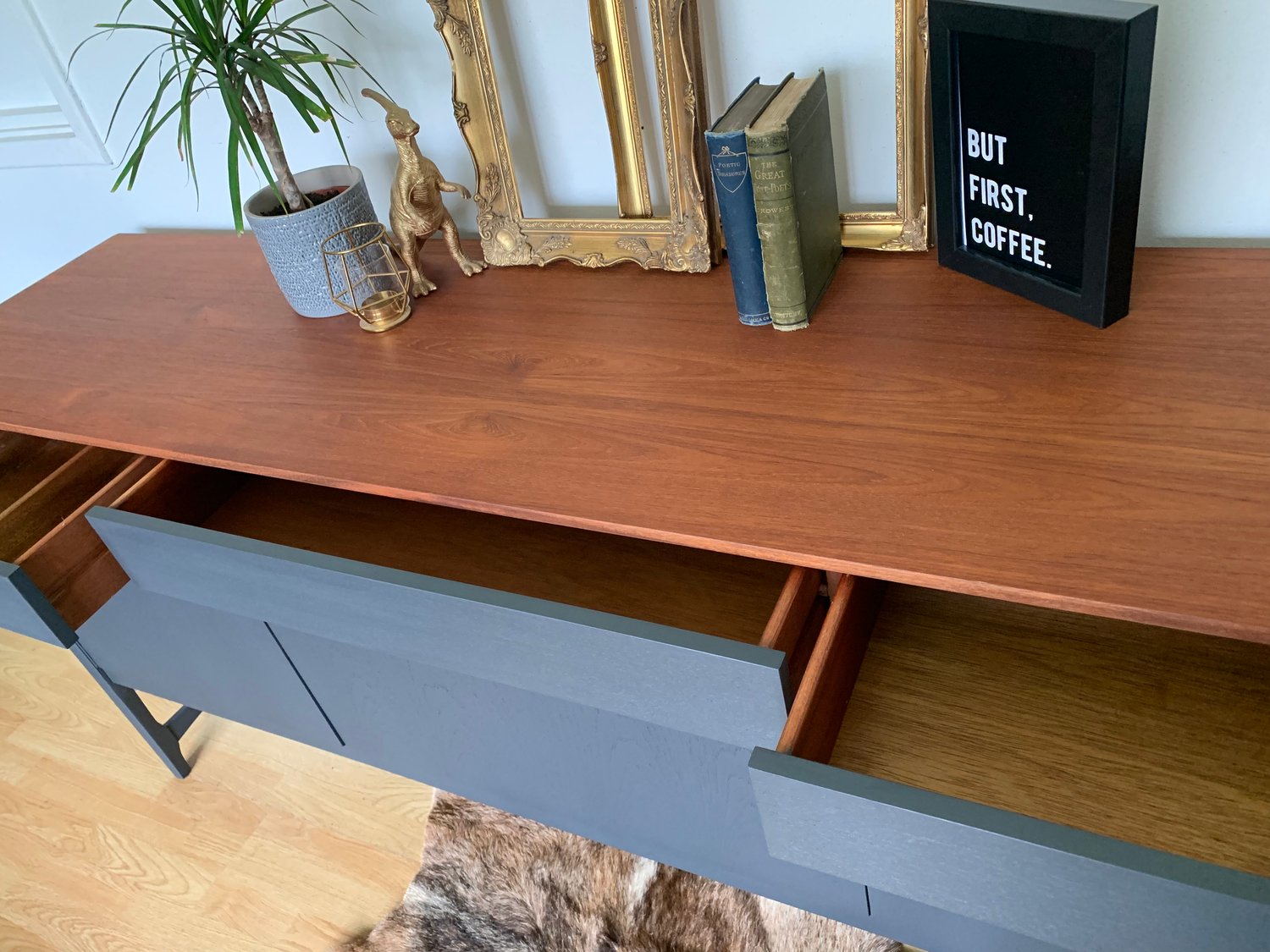 Image of Nathan Caspian teak dark grey sideboard