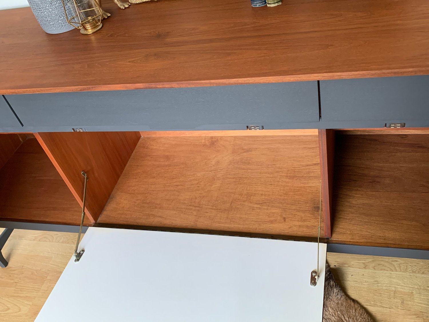 Image of Nathan Caspian teak dark grey sideboard