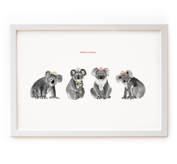 Image of Koalas in Tiaras Print