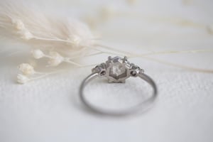 Image of platinum hexagonal rose-cut grey diamond ring (IOW114)