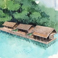 Image 3 of Original Painting - "Ile de Waigeo" - 21x35,5 cm