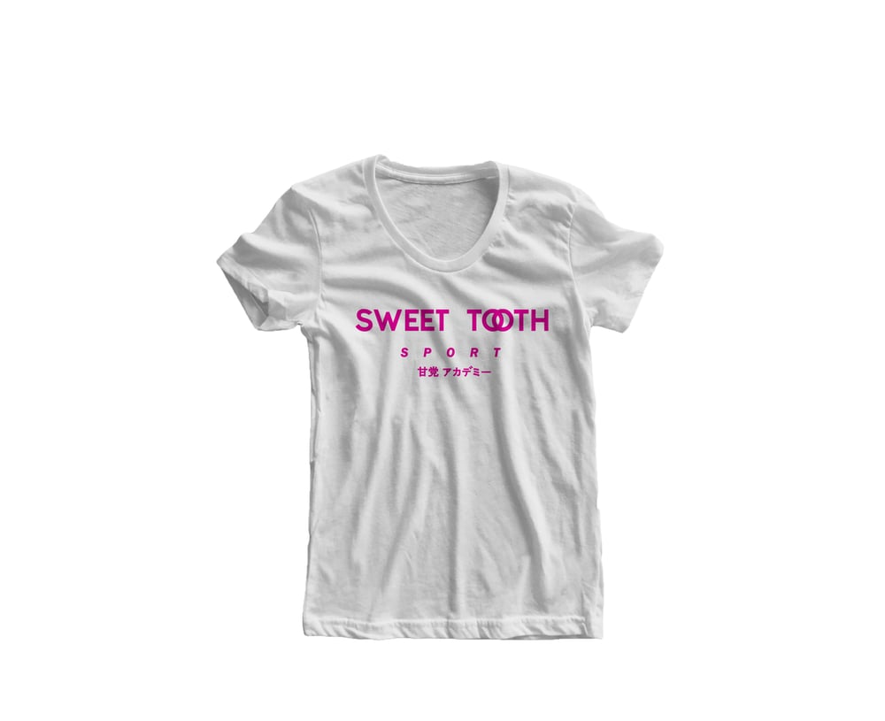 Image of Sweet Tooth Sport Tee White & Pink (Womens)
