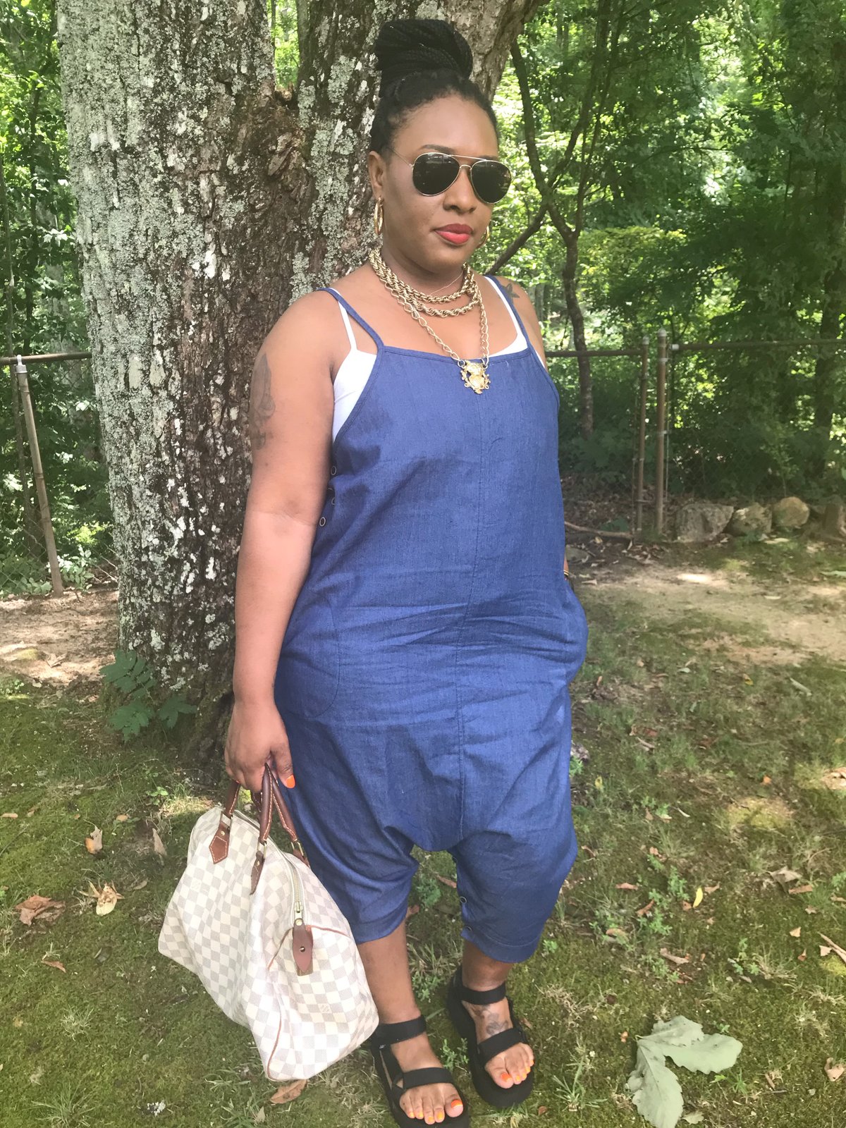 denim baggy jumpsuit