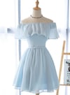 Light Blue Short Bridesmaid Dress, Simple Prom Dress