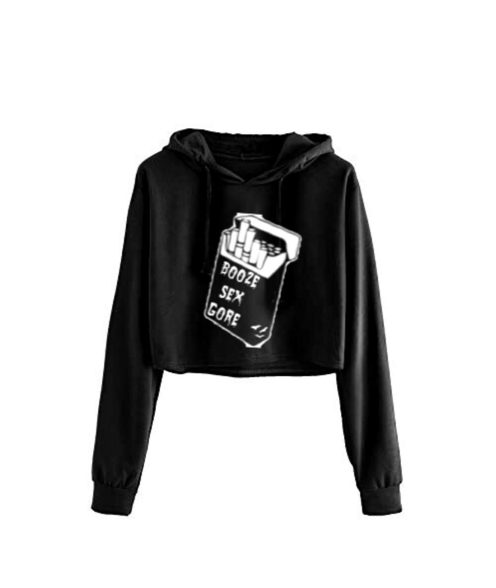 Booze Sex Gore Cropped Hoodie