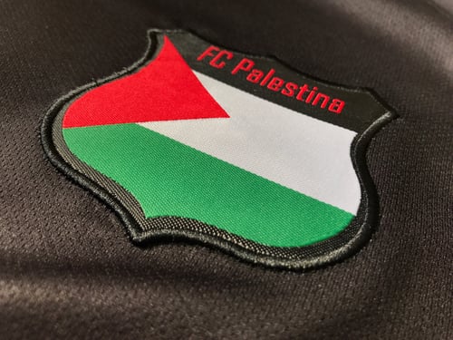 Image of Palestine Black Centre Striped (Red/Green English) Football Shirt