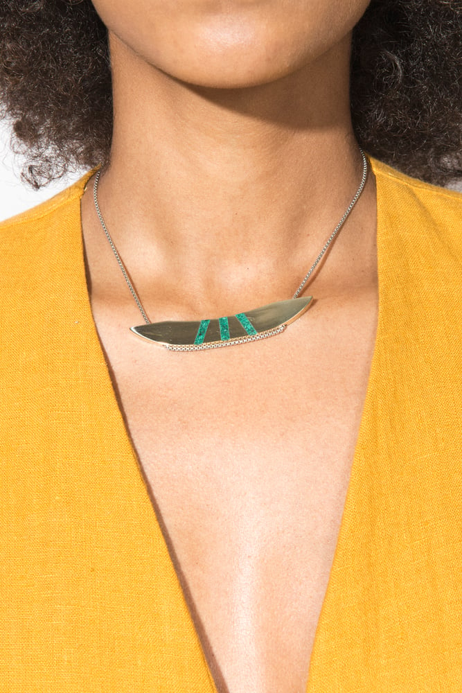 Image of Malachite inlay arc necklace 