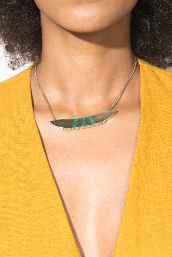 Image of Malachite inlay arc necklace