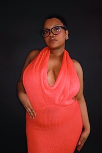 Image 1 of Scoop Neck Knit Midi Dress