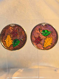 Image 4 of Handcrafted Resin Fall Leaf Circular Earrings 