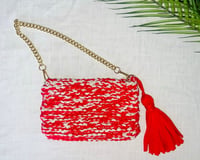 Image 1 of Red gold statement bag