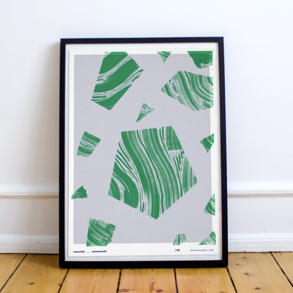 Image of Fragments Risograph Print: blue and green