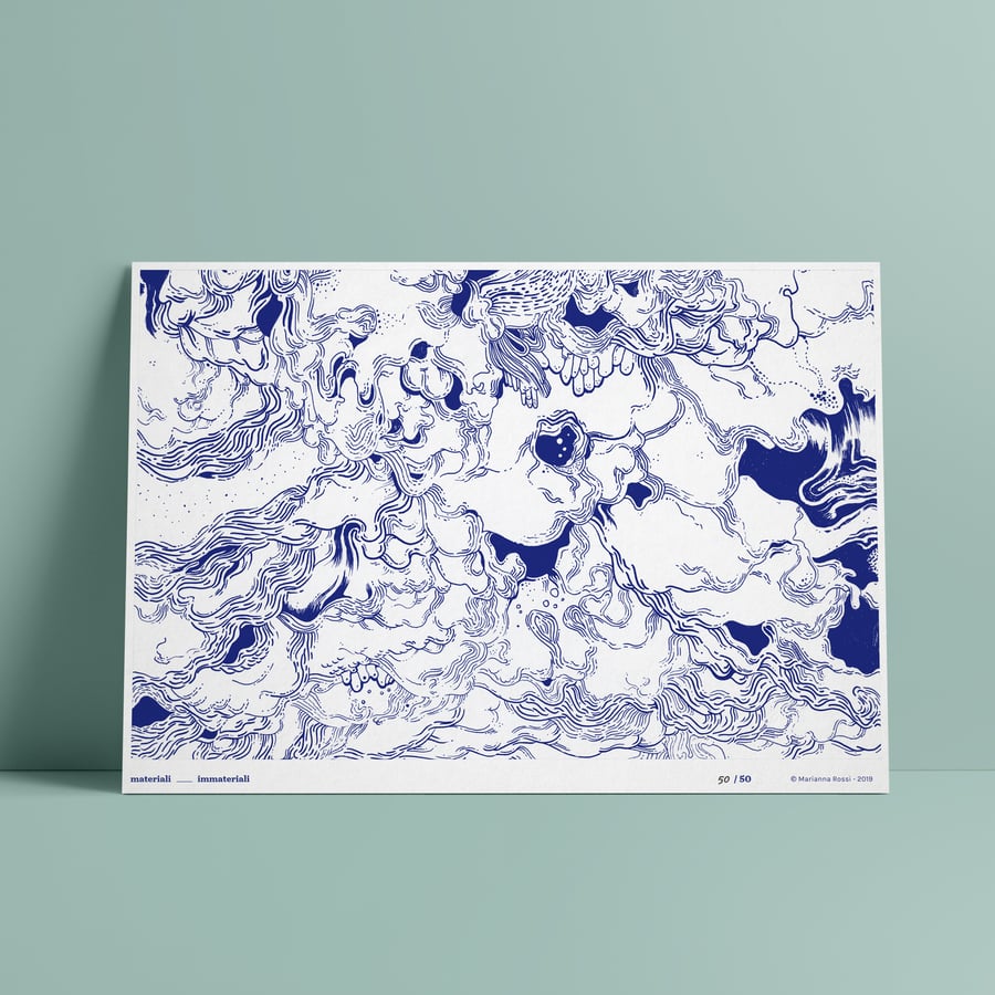 Image of Gloomy Sky Risograph Print: blue