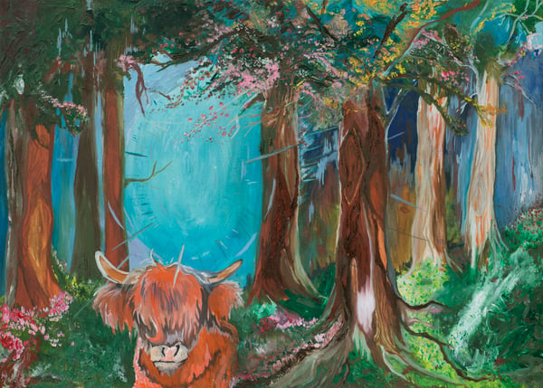 Image of Highland Cow - Heather May Stephenson - A2 signed high quality fine art archival print. 