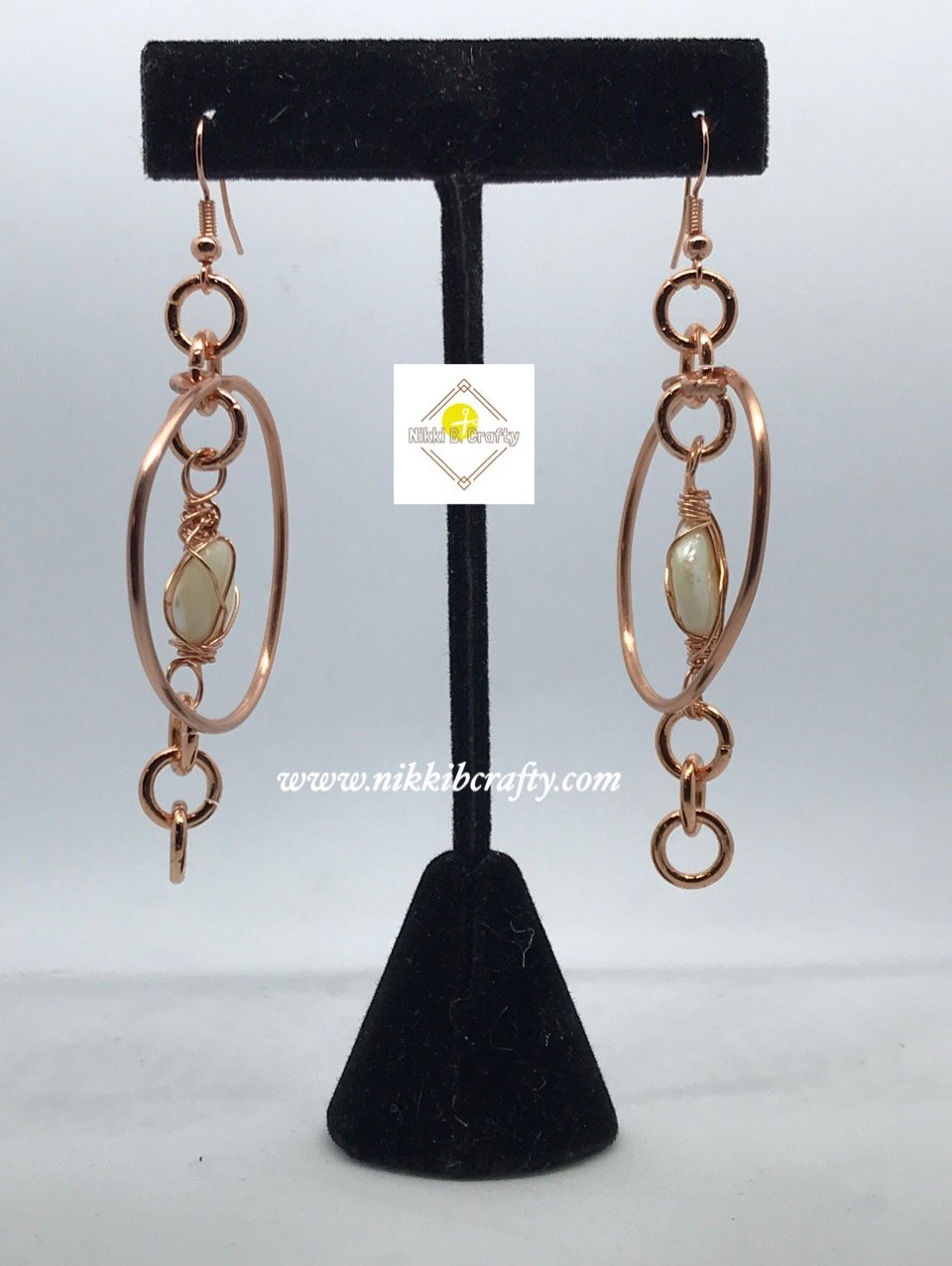 Image of Copper N’ Shell Wire Wrapped Hoops