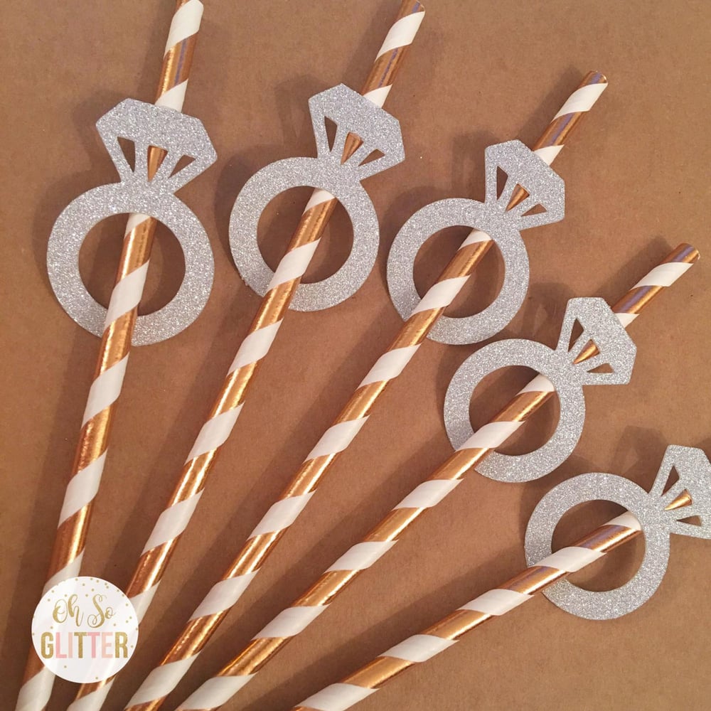 Image of Rose Gold Ring Paper Straws - pack of 10 or 20