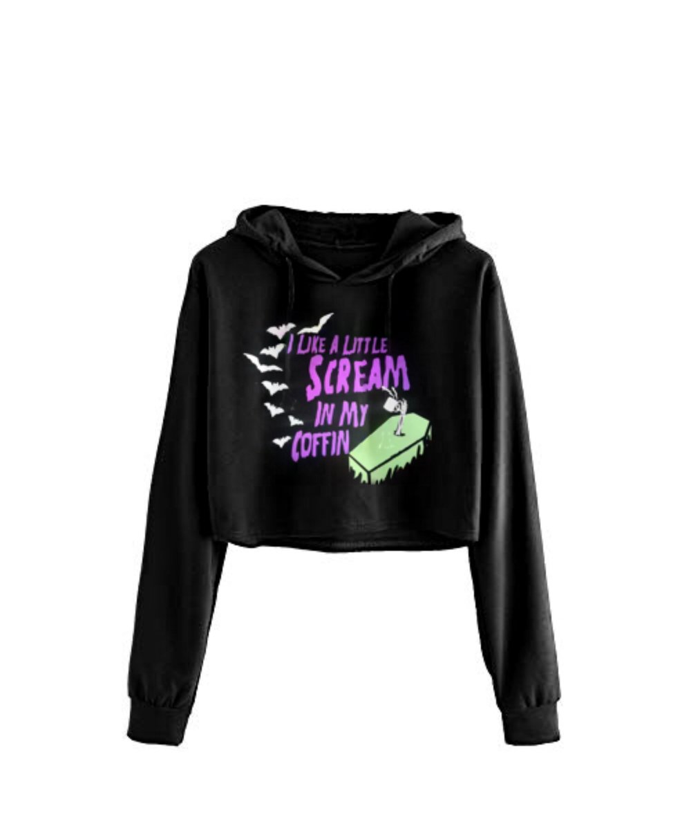 Scream In My Coffin Cropped Hoodie