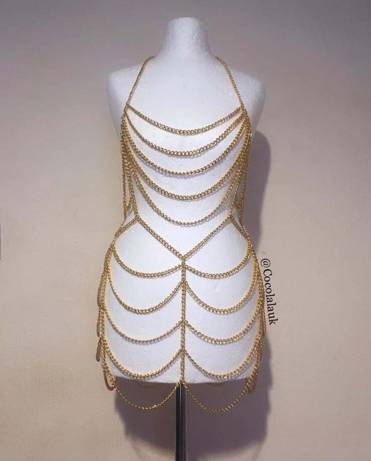 gold chain dress