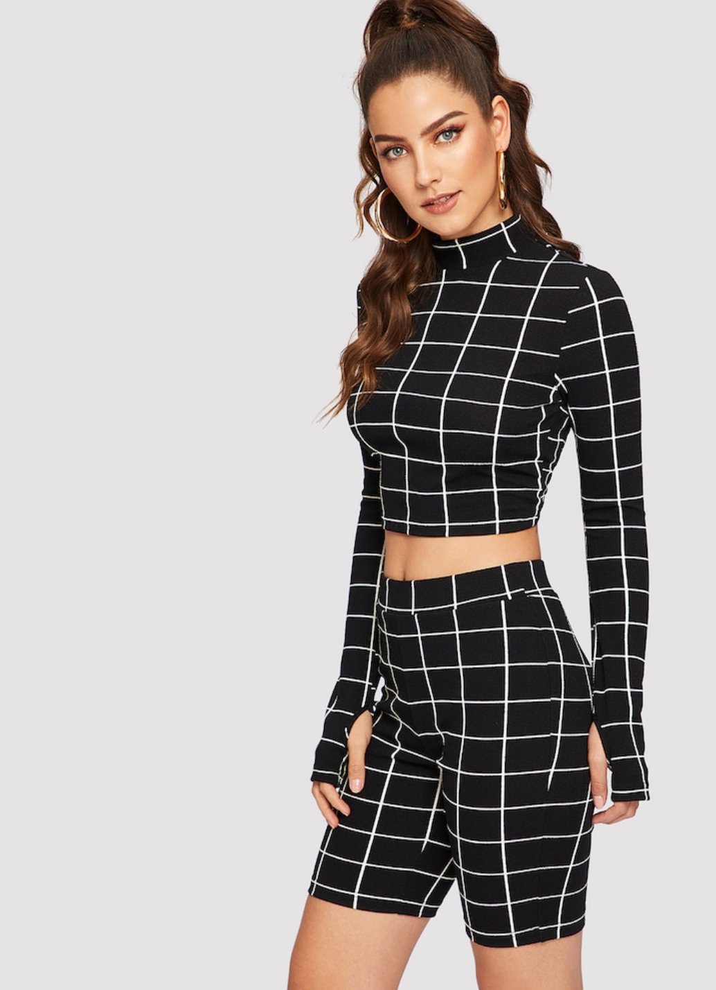 Image of Mock Neck Grid Tee & leggings