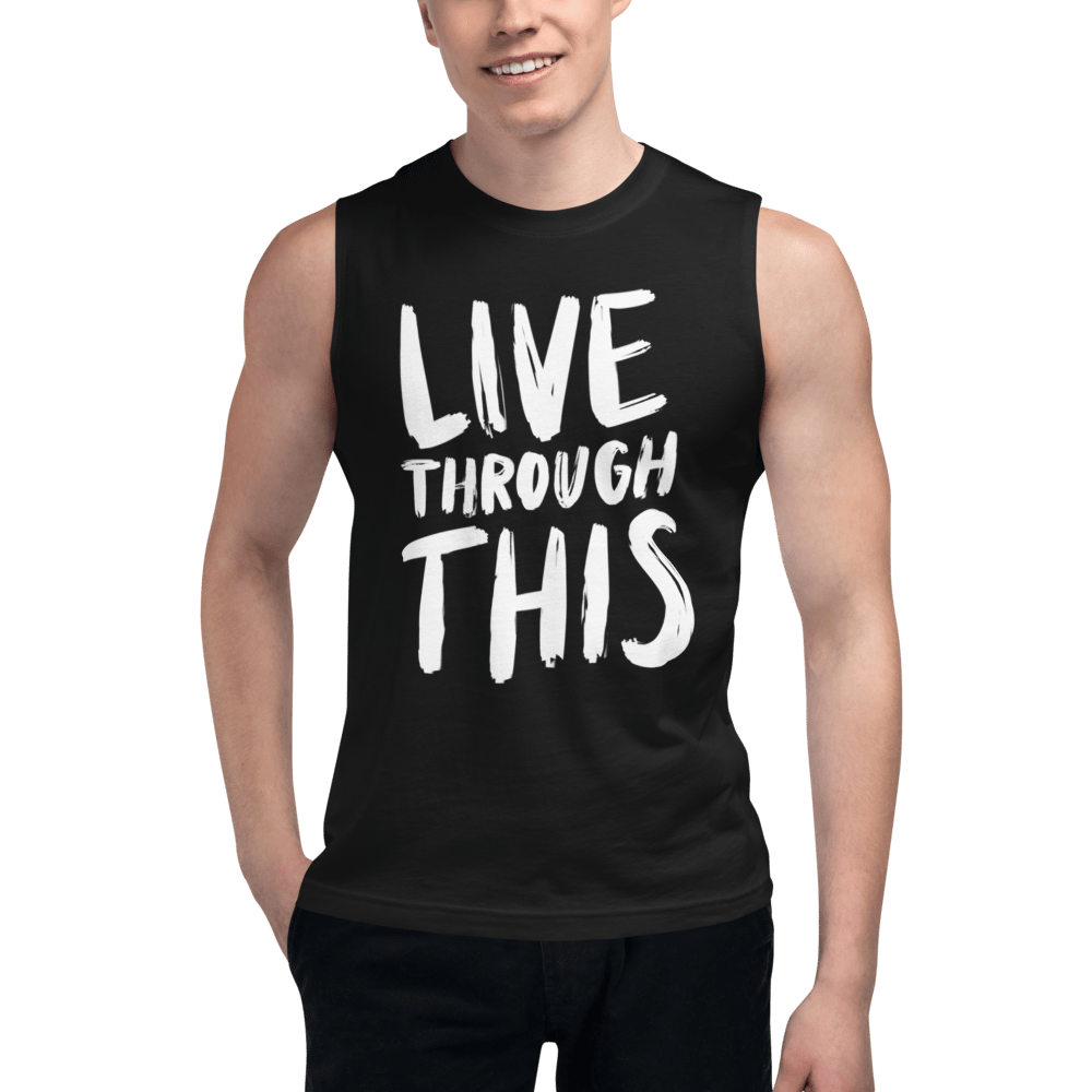 Image of Unisex Brushstroke Muscle Tee - Black