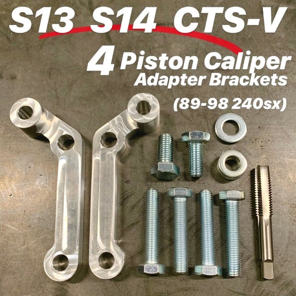 Image of 240SX S13 S14 CTS-V 4- PISTON FRONT BRAKE CALIPER ADAPTER BRACKETS